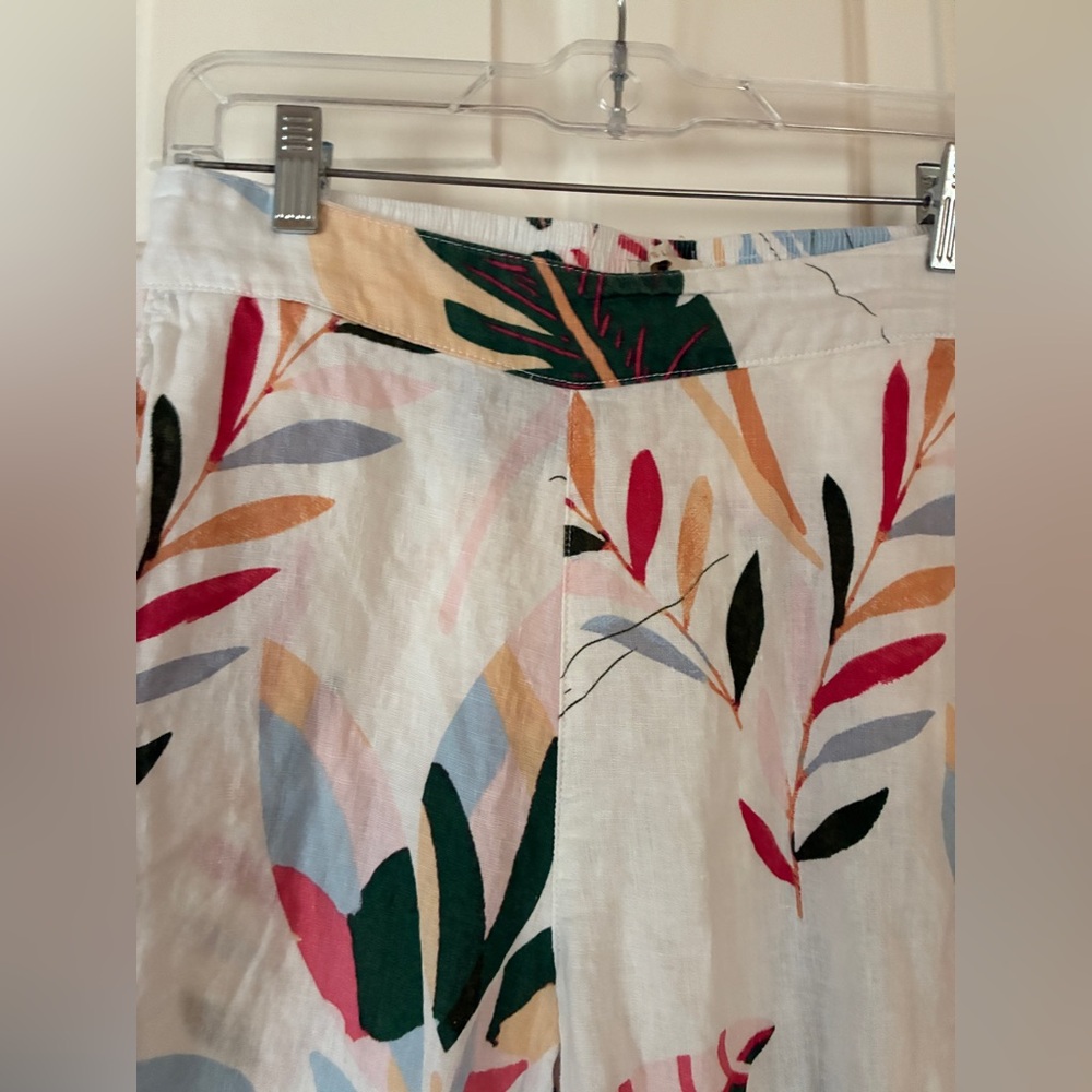 100% Line Women's White Tropical Print Wide leg pants - Picture 5 of 11